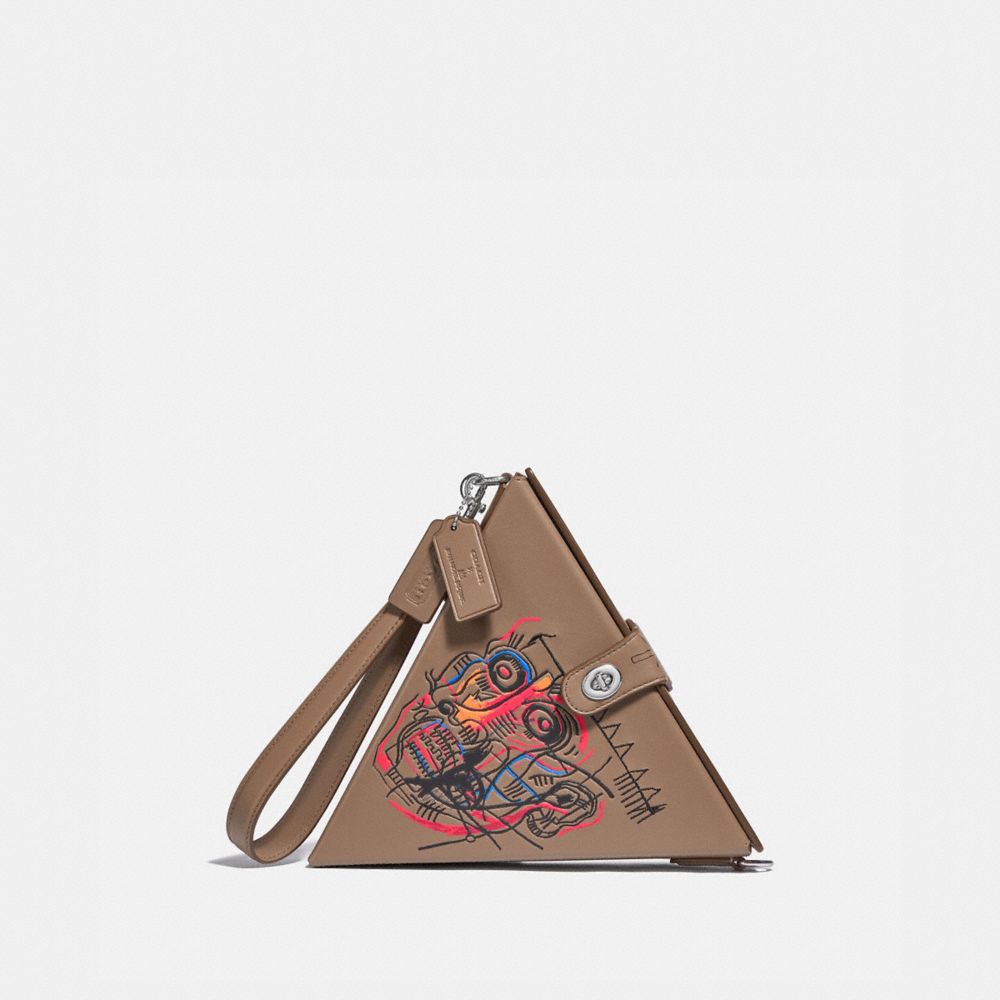 COACH®,COACH X JEAN-MICHEL BASQUIAT TRIANGLE BAG 24,Smooth Leather,0I/Elm,Front View image number 0