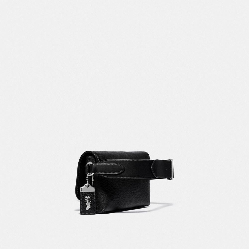 COACH®,COACH X JEAN-MICHEL BASQUIAT ROGUE CROSSBODY 20,Pebble Leather/Smooth Leather,Mini,Black,Angle View