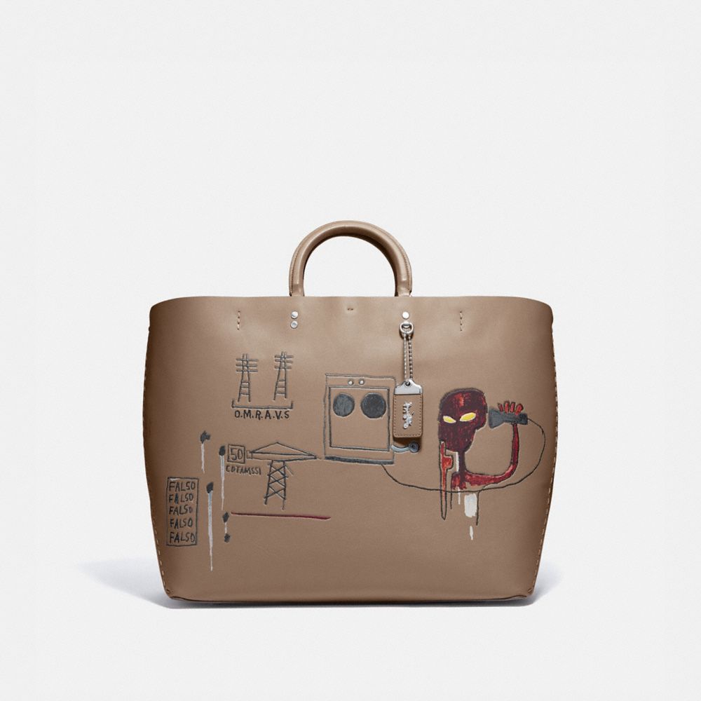 COACH®,COACH X JEAN-MICHEL BASQUIAT ROGUE TOTE 38,Glovetan Leather,X-Large,0I/Elm,Front View image number 0