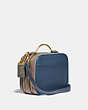 COACH®,RILEY LUNCHBOX BAG IN COLORBLOCK,Leather,Small,Brass/Dark Denim Multi,Angle View