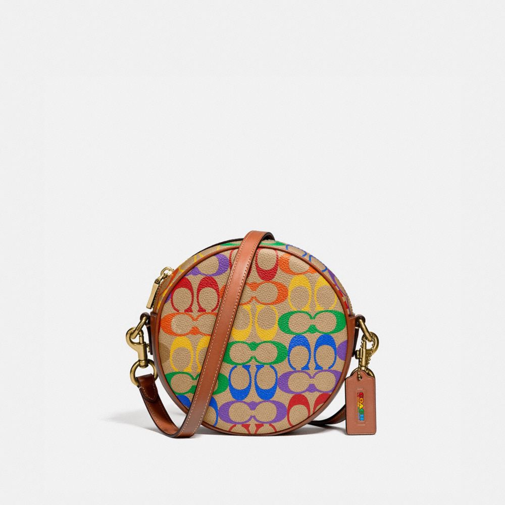 Circle Crossbody In Rainbow Signature Canvas COACH