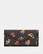 COACH®,SLIM ENVELOPE WALLET WITH WILDFLOWER PRINT,Silver/Black Multi,Front View