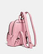 COACH®,DISNEY X COACH CARRIE BACKPACK 23 WITH DAISY DUCK MOTIF,Pebble Leather,Medium,Pewter/Powder Pink,Angle View
