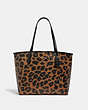 COACH®,CITY TOTE WITH LEOPARD PRINT,pvc,Gold/Light Saddle Black,Front View