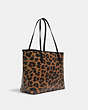 COACH®,CITY TOTE WITH LEOPARD PRINT,pvc,Gold/Light Saddle Black,Angle View