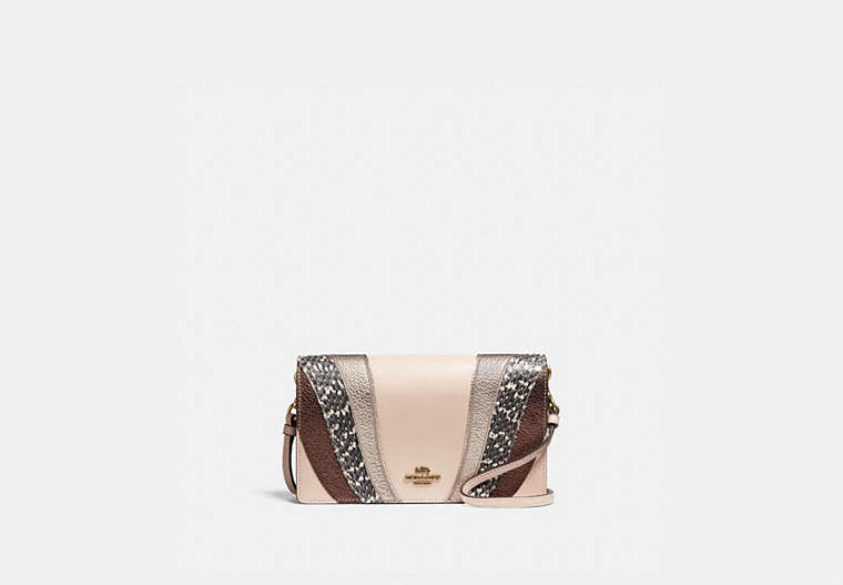 Hayden Foldover Crossbody Clutch With Wave Patchwork And Snakeskin Detail