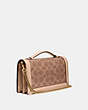 COACH®,RILEY CHAIN CLUTCH IN SIGNATURE CANVAS WITH WAVE PATCHWORK,Coated Canvas,Mini,Brass/Tan Multi,Angle View