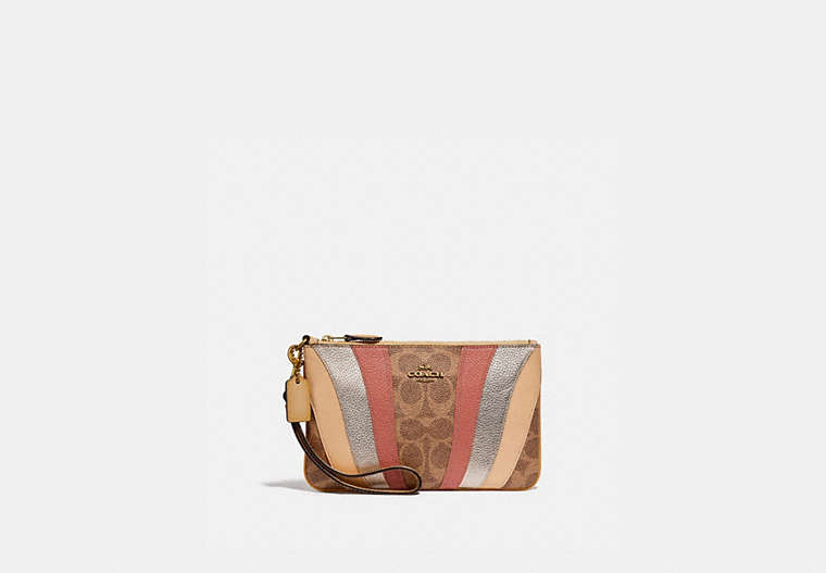 Small Wristlet In Signature Canvas With Wave Patchwork
