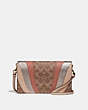 COACH®,HAYDEN FOLDOVER CROSSBODY CLUTCH IN SIGNATURE CANVAS WITH WAVE PATCHWORK,Leather,Mini,Brass/Tan Multi,Front View