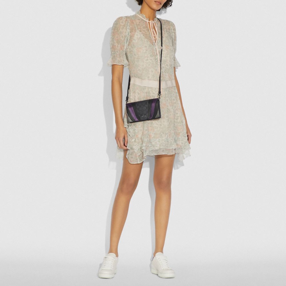 COACH®,Hayden Foldover Crossbody Clutch Bag In Signature Canvas With Wave Patchwork,,Detail View