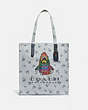 COACH®,TOTE WITH RAINBOW SIGNATURE SHARKY,Coated Canvas,X-Large,Multi,Front View