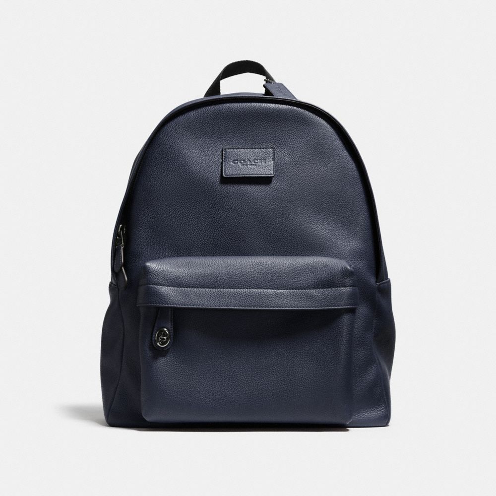 COACH®,CAMPUS BACKPACK IN REFINED PEBBLE LEATHER,Leather,Large,Black Antique Nickel/Midnight,Front View