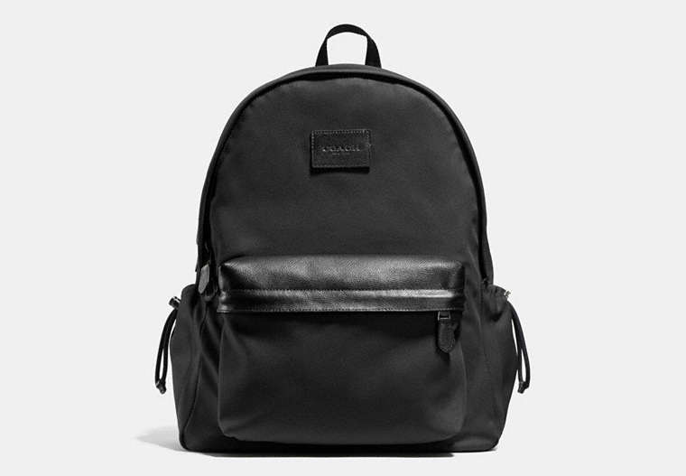 COACH®,CAMPUS BACKPACK IN NYLON,Nylon,Large,Black Antique Nickel/Black,Front View