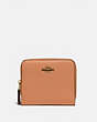 COACH®,BILLFOLD WALLET IN COLORBLOCK,Pebble Leather,Mini,Brass/Natural Multi,Front View