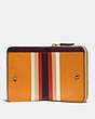 COACH®,BILLFOLD WALLET IN COLORBLOCK,Pebble Leather,Mini,Brass/Natural Multi,Inside View,Top View