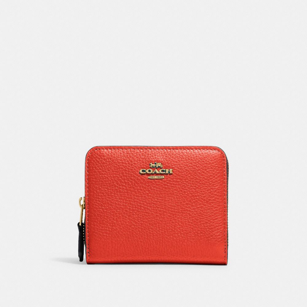 COACH®,PORTEFEUILLE À BILLETS COLORBLOCK,Cuir galet,Laiton/Orange Rouge Multi,Front View