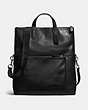COACH®,MANHATTAN FOLDOVER TOTE IN LEATHER,n/a,Black Antique Nickel/Black,Front View