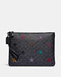 Large Wristlet 30 In Signature Canvas With Star Applique And Snakeskin Detail
