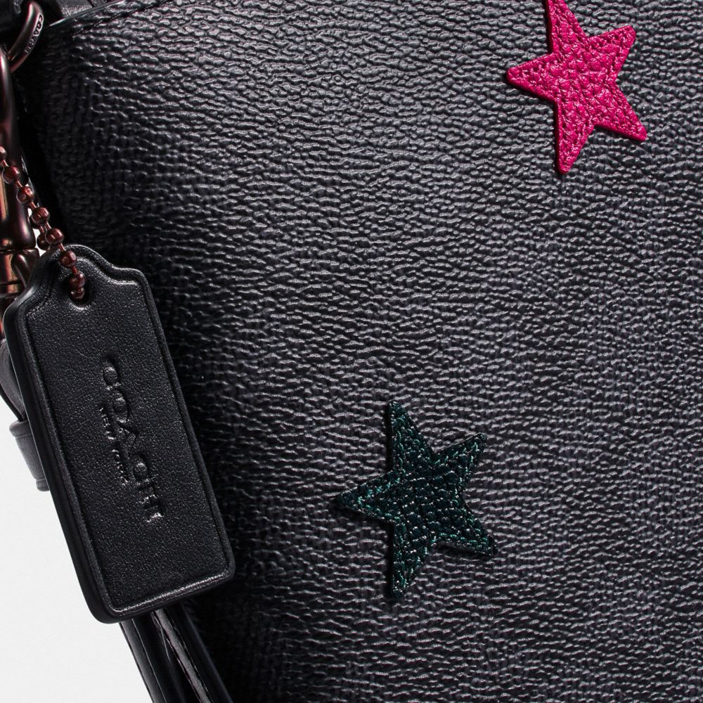 Large Wristlet 30 In Signature Canvas With Star Applique And Snakeskin Detail