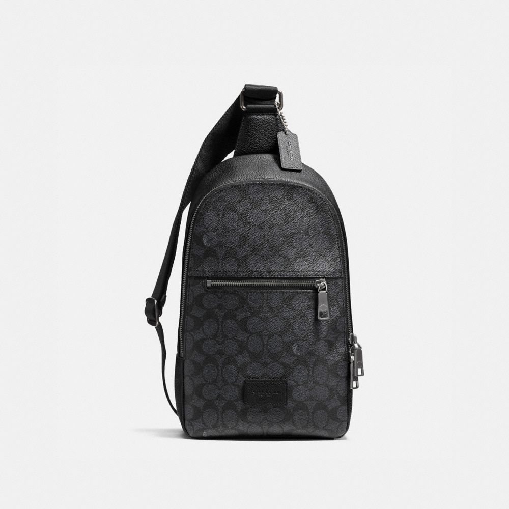 COACH®,CAMPUS PACK IN SIGNATURE COATED CANVAS,n/a,Gunmetal/Charcoal Black,Front View