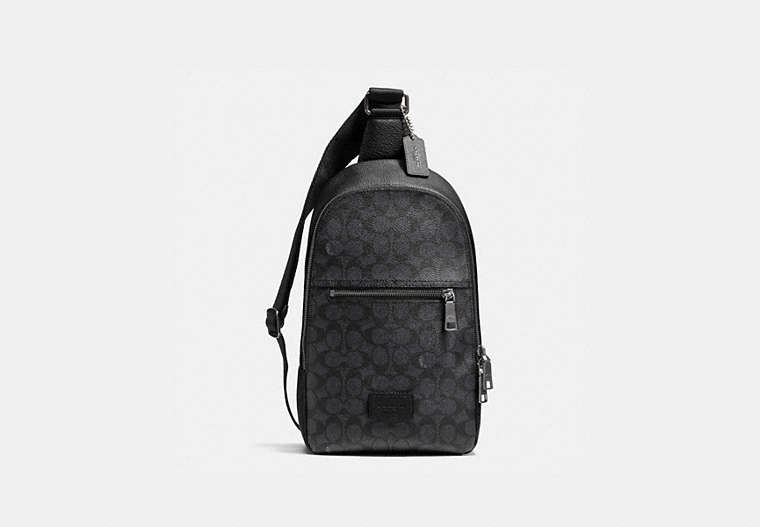 COACH®,CAMPUS PACK IN SIGNATURE COATED CANVAS,n/a,Gunmetal/Charcoal Black,Front View