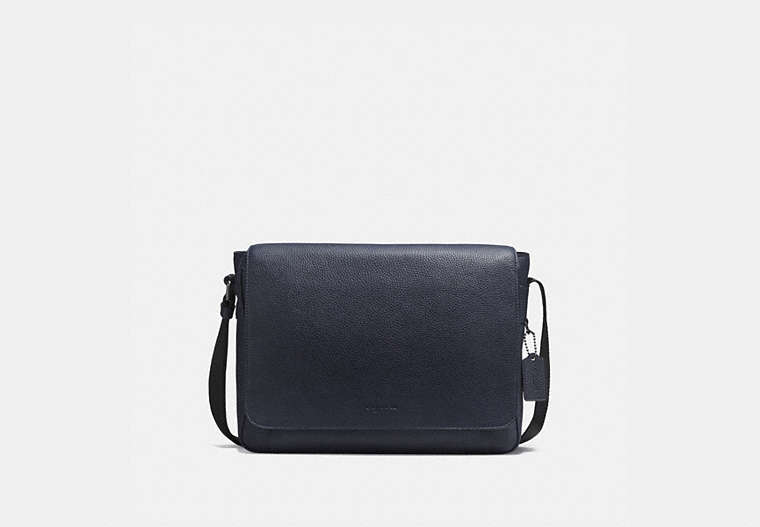 COACH®,METROPOLITAN COURIER,Leather,Large,Gunmetal/Midnight,Front View