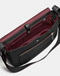 COACH®,SADDLE BAG MESSENGER 38 IN GLOVETANNED LEATHER,Leather,Black/Oxblood,Angle View