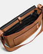 COACH®,SADDLE BAG MESSENGER 38 IN GLOVETANNED LEATHER,Leather,Dark Gunmetal/Tabac/Black,Angle View