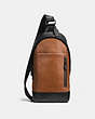 COACH®,MANHATTAN SLING PACK,Sport calf leather,Medium,QB/SADDLE/BLACK,Front View