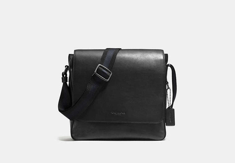 COACH®,METROPOLITAN MAP BAG,Leather,Medium,Gunmetal/Black,Front View