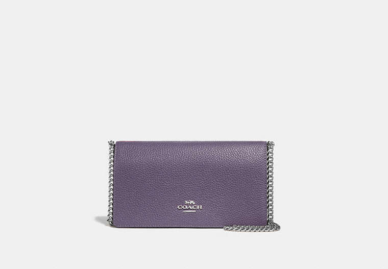 COACH®,CONVERTIBLE BELT BAG IN COLORBLOCK,Leather,Silver/Dusty Lavender Multi,Front View