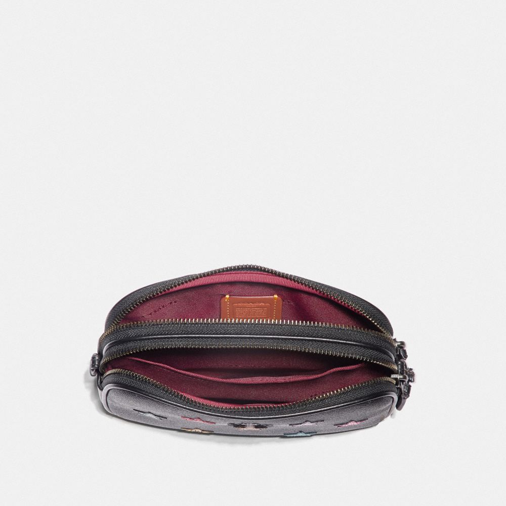 COACH®,Sadie Crossbody Clutch In Signature Canvas With Star Applique And Snakeskin Detail,,Inside View,Top View