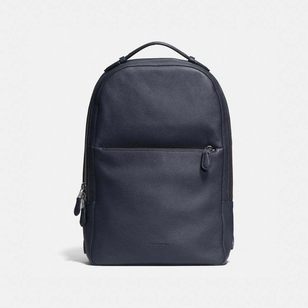 COACH®,METROPOLITAN SOFT BACKPACK,Leather,Large,Gunmetal/Midnight Navy/Black,Front View