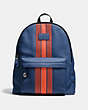 COACH®,CAMPUS BACKPACK WITH VARSITY STRIPE,Leather,Large,QB/Indigo Terracota,Front View