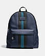 COACH®,CAMPUS BACKPACK WITH VARSITY STRIPE,Leather,Large,Black Antique/Kelp,Front View