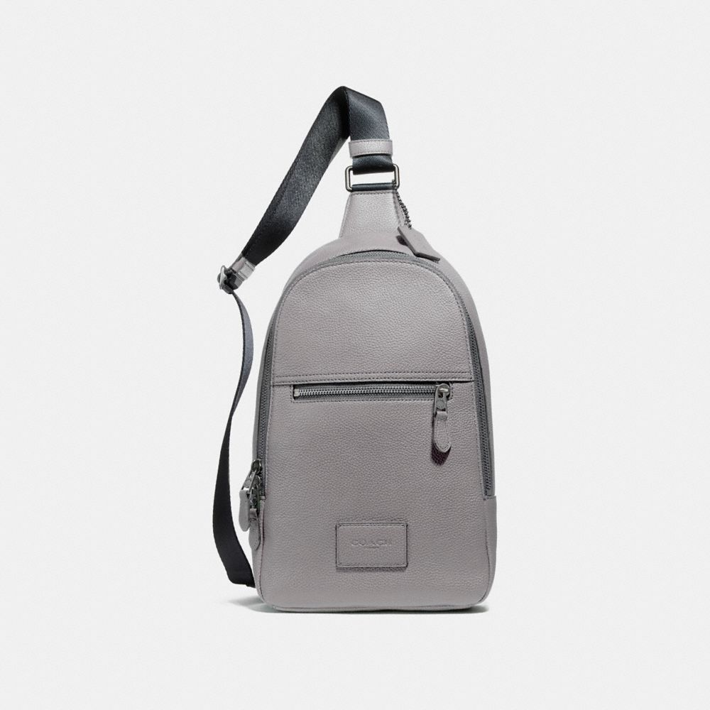 COACH®,CAMPUS PACK,Leather,Medium,Black Antique Nickel/Heather Grey,Front View image number 0