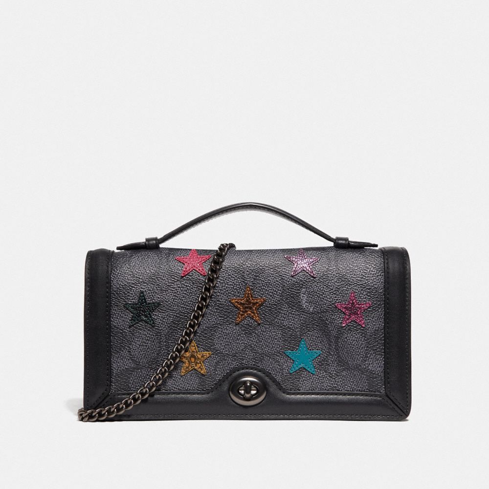 Riley Chain Clutch In Signature Canvas With Star Applique And