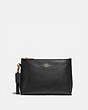 COACH®,CHARLIE POUCH,Pebbled Leather,Small,Gold/Black,Front View