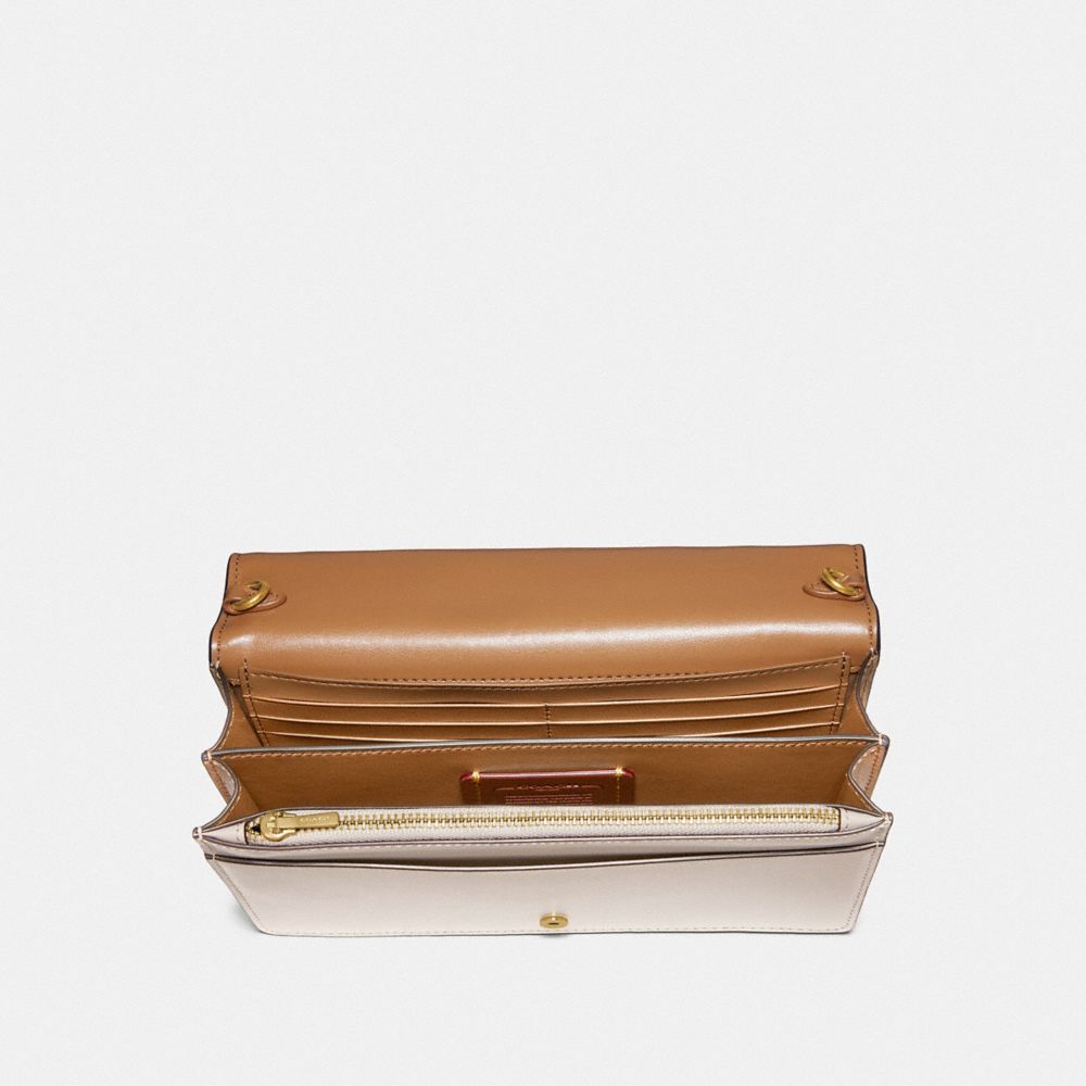 COACH®,Callie Foldover Chain Clutch With Scattered Rivets,,Inside View,Top View