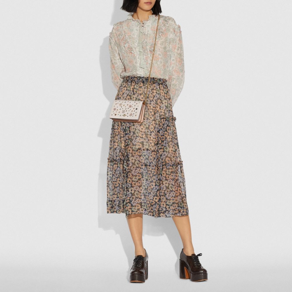 COACH®,Callie Foldover Chain Clutch With Scattered Rivets,,Detail View
