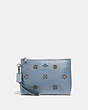 COACH®,CHARLIE POUCH WITH SCATTERED RIVETS,Leather,Small,Pewter/Mist,Front View