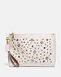 COACH®,LARGE CHARLIE POUCH WITH SCATTERED RIVETS,Leather,Brass/Chalk Multi,Front View