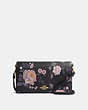 COACH®,HAYDEN FOLDOVER CROSSBODY CLUTCH WITH GARDEN ROSE PRINT,Coated Canvas,Mini,Gold/Black,Front View