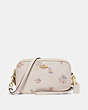 COACH®,SADIE CROSSBODY CLUTCH WITH MEADOW PRAIRIE PRINT,Leather,Gold/Chalk,Front View