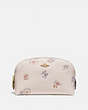COACH®,COSMETIC CASE 17 WITH MEADOW PRAIRIE PRINT,Leather,Gold/Chalk,Front View