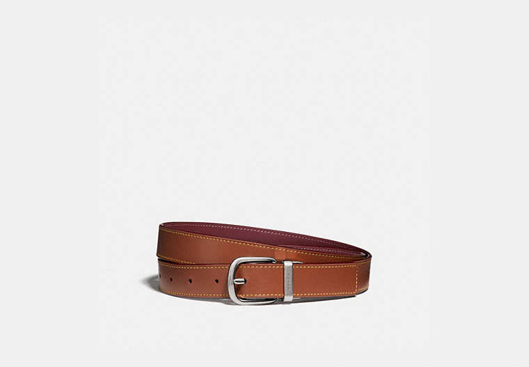 COACH®,HARNESS BUCKLE REVERSIBLE BELT, 25MM,Leather,NI/1941 Saddle Wine,Front View
