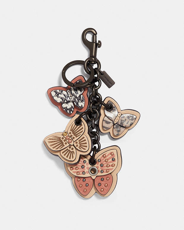 COACH®: Butterfly Cluster Bag Charm With Snakeskin Detail