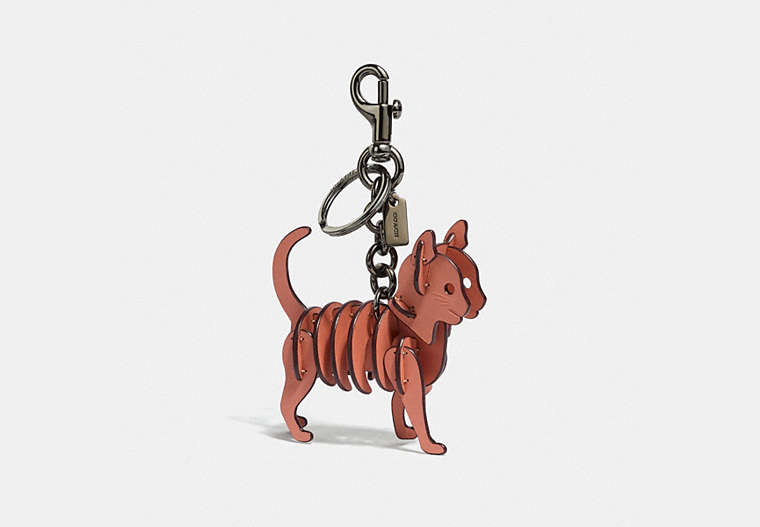 COACH®,SMALL CAT BAG CHARM,Leather,DK/Light Peach,Front View image number 0