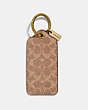 COACH®,KEY RING IN SIGNATURE CANVAS,Leather,Brass/Khaki,Front View