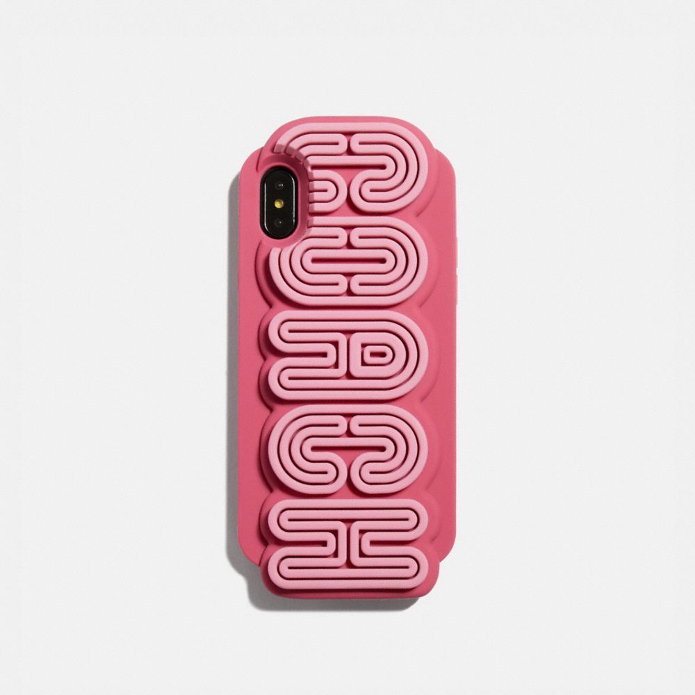 COACH®,IPHONE X/XS CASE,silicon,MULTICOLOR/DARK PINK,Front View